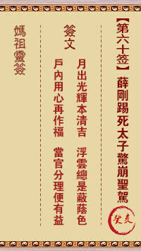 妈祖灵签 第60签:癸亥 薛刚踢死太子惊崩圣驾