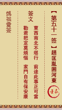 妈祖灵签 第51签:壬辰 赵匡胤困河东