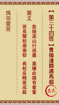 妈祖灵签 第34签:己未 曹操潼关遇马超